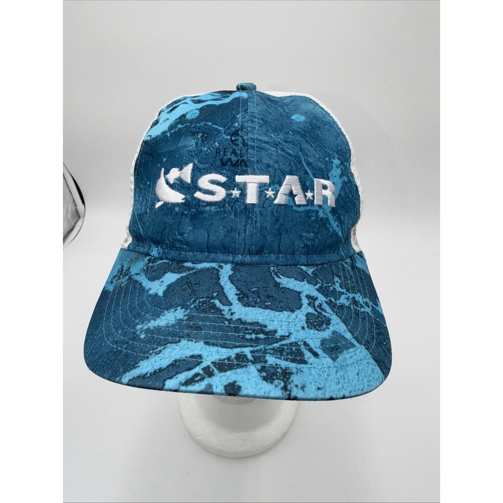 Realtree Fishing STAR Mesh Snapback Trucker's Hat Adult Adjustable Blue/White